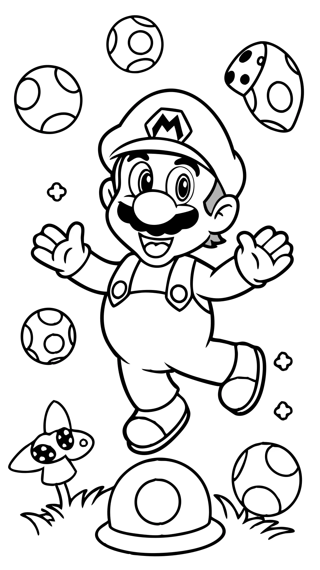 coloriage mario de champignons